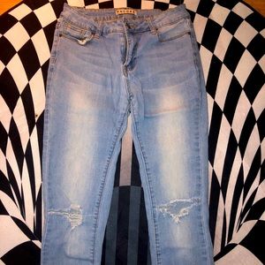 low rise ripped jeans